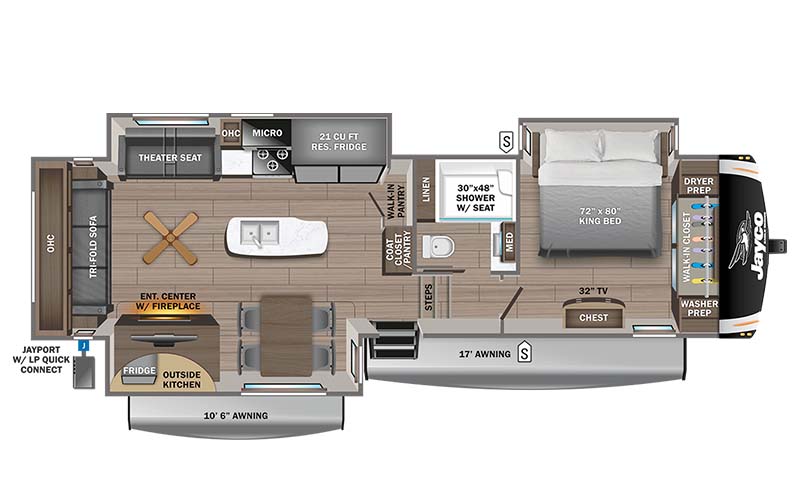 Jayco Eagle 317RLOK fifth wheel floor plan diagram.