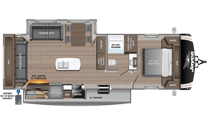Jayco Eagle HT travel trailer 280RSOK floorplan diagram.