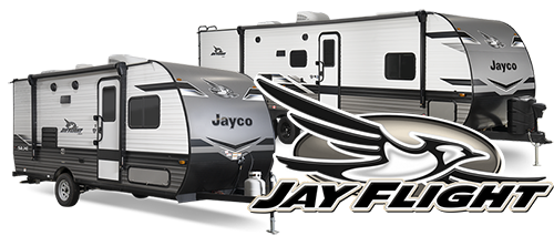 photo of two jayco jay flight travel trailers now available in Sapulpa, Oklahoma.
