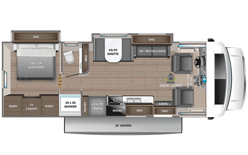 Jayco Greyhawk 29MV Class C motorhome floor plan diagram.