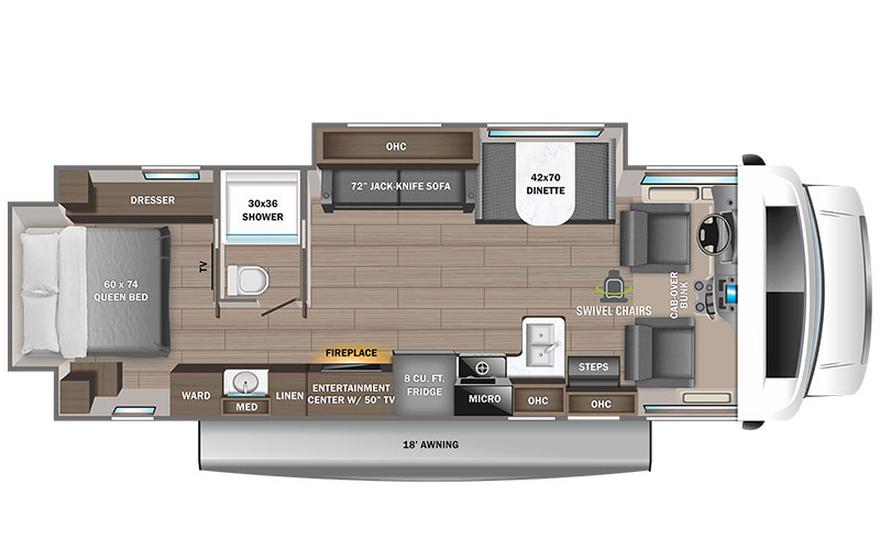 Jayco Greyhawk 30Z Class C motorhome floor plan diagram.