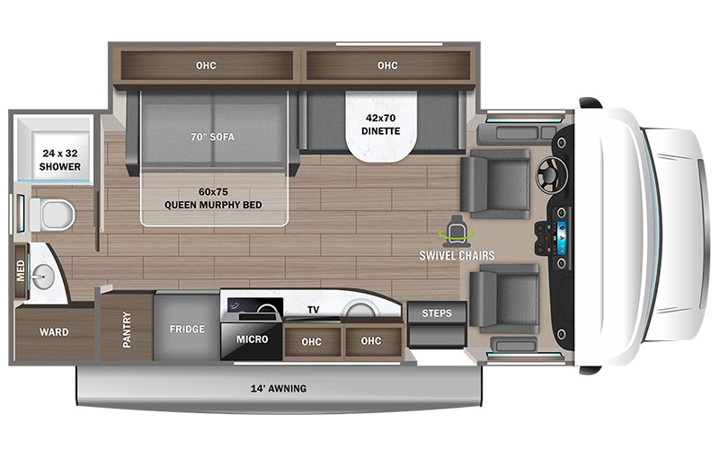 Jayco Melbourne 24R Sprinter Class S motorhome floor plan diagram.