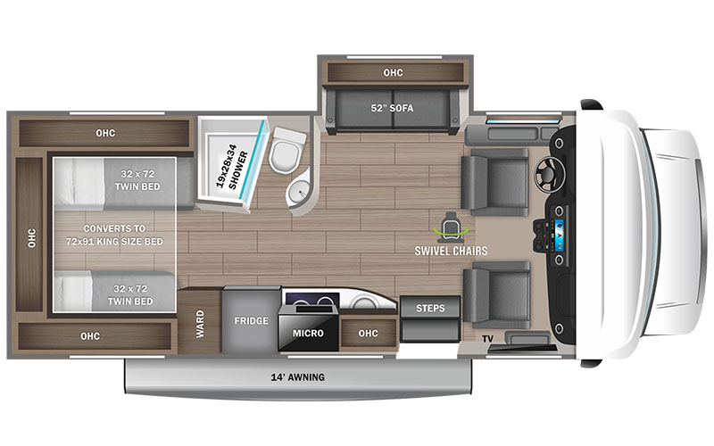 Jayco Melbourne 24T Sprinter Class S motorhome floor plan diagram.