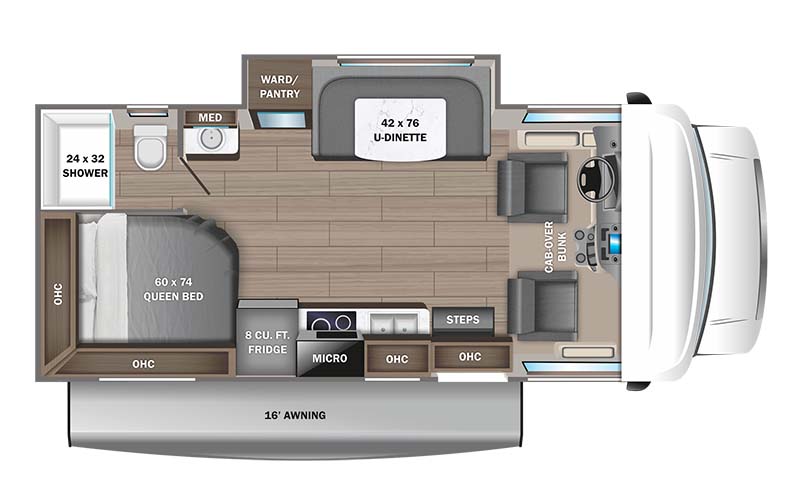 Jayco Redhawk SE 22A / 22AF Class C motorhome floor plan diagram.