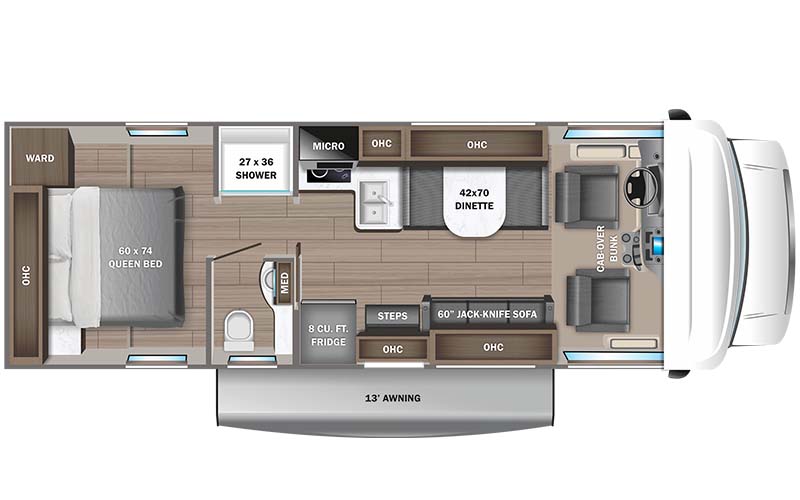 Jayco Redhawk SE 22N / 22NF Class C motorhome floor plan diagram.