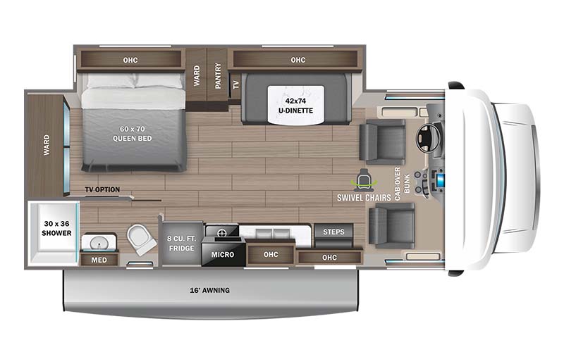 Jayco Redhawk 24B Class C motorhome floor plan diagram.