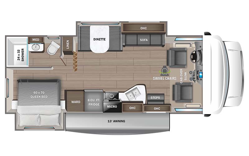 Jayco Redhawk 26XD Class C motorhome floor plan diagram.