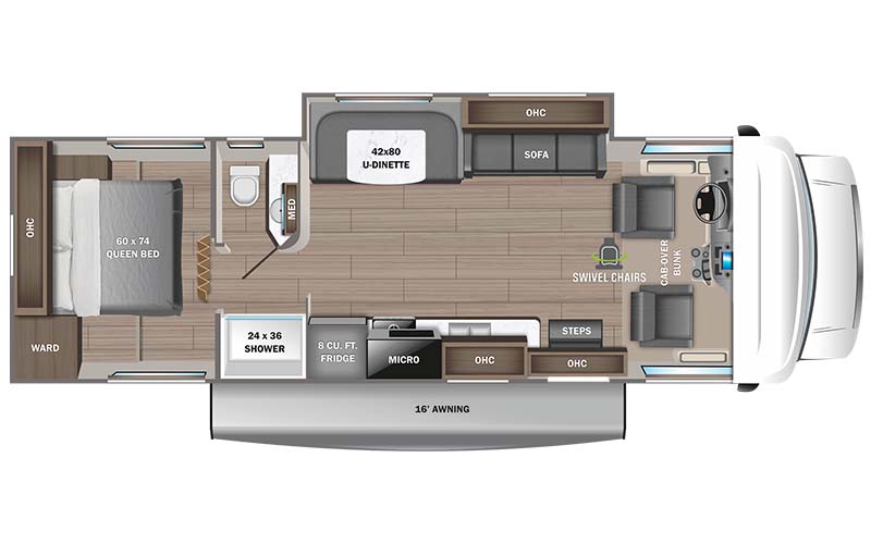 Jayco Redhawk 29XK Class C motorhome floor plan diagram.