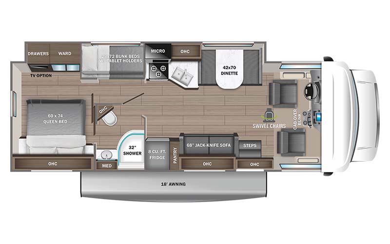 Jayco Redhawk 31F Class C motorhome floor plan diagram.