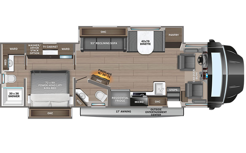 Jayco Seneca 37K Super Class C motorhome floor plan diagram.