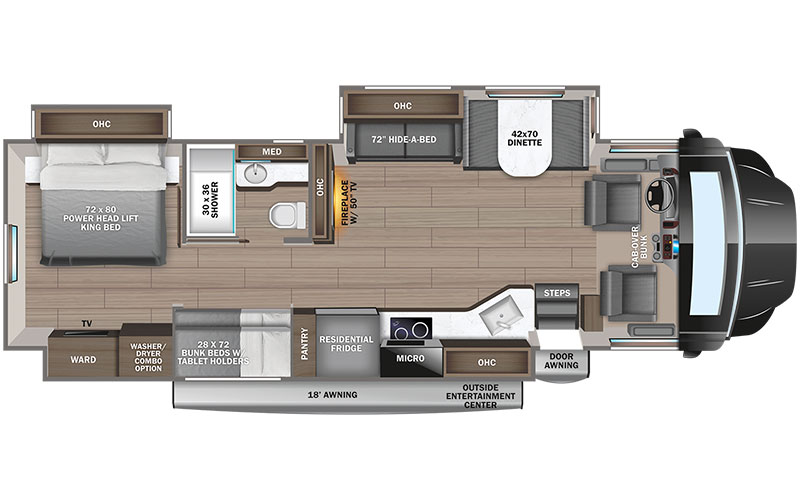 Jayco Seneca 37L Super Class C motorhome floor plan diagram.