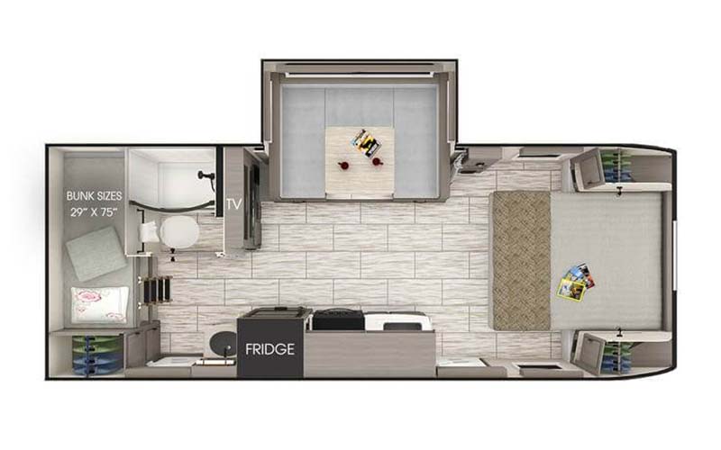 Lance 2185 travel trailer floorplan diagram.