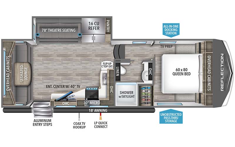 Grand Design Reflection 150 260RD fifth wheel floor plan diagram.