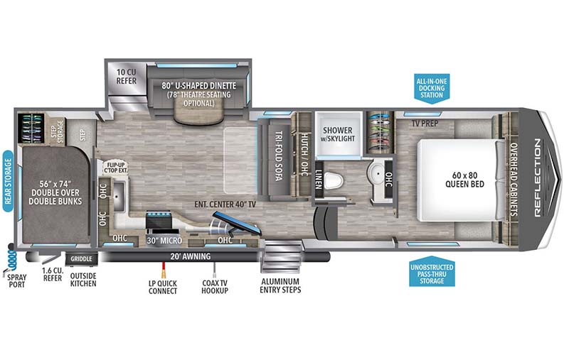 Grand Design Reflection 150 278BH fifth wheel floor plan diagram.