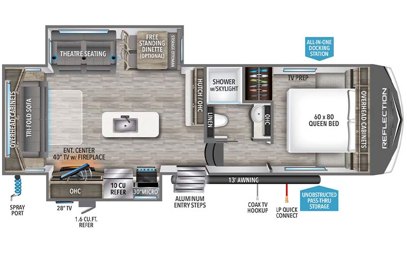 Grand Design Reflection 150 280RS fifth wheel floor plan diagram.