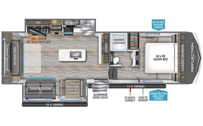 Grand Design Reflection 150 295RL fifth wheel floor plan diagram.