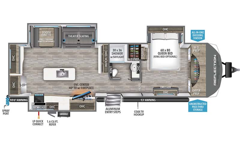 Grand Design Reflection 310MKTS travel trailer floorplan diagram.