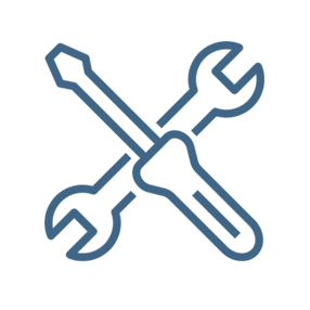 RV service contract icon consisting of a crossed screwdriver and wrench.
