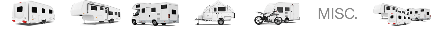 Illustration of RV types, including fifth wheel, toy hauler, travel trailer, popup camper, and motorhome
