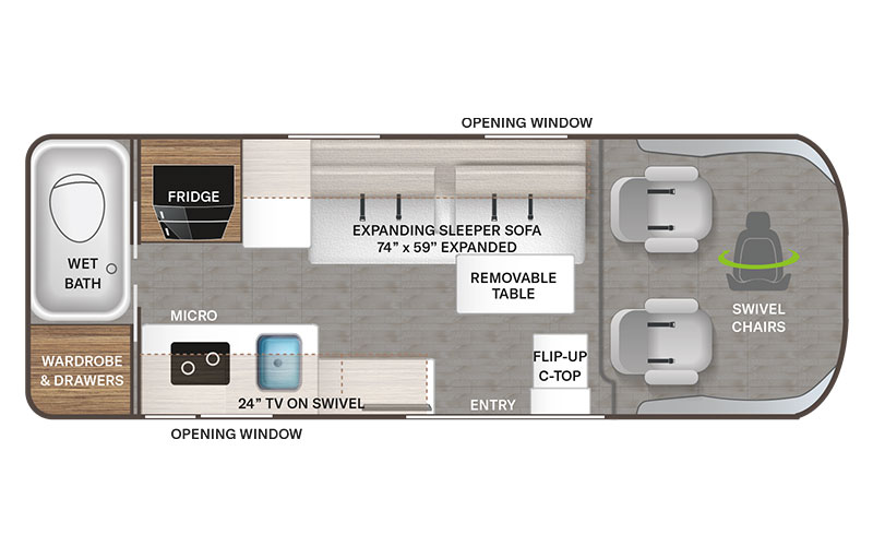 Thor Motor Coach Tellaro 20K Class C motorhome floorplan diagram.