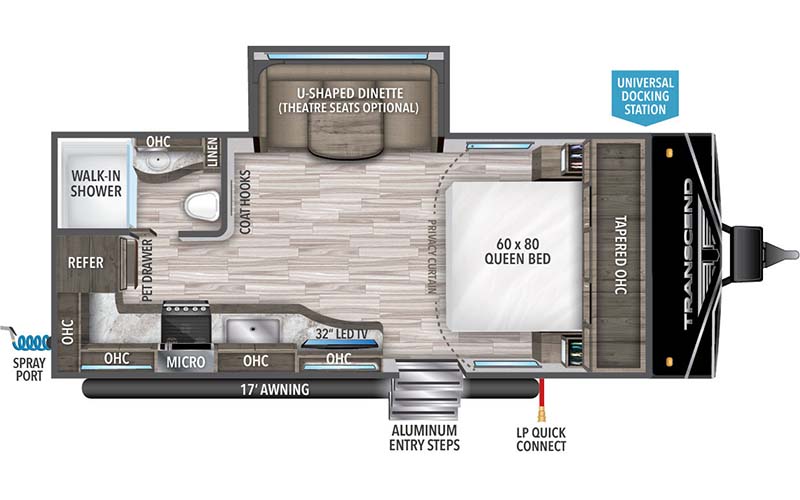 Grand Design Transcend XPLOR 200MK travel trailer floorplan diagram.