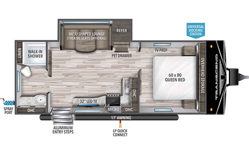 Grand Design Transcend XPLOR 221RB travel trailer floorplan diagram.