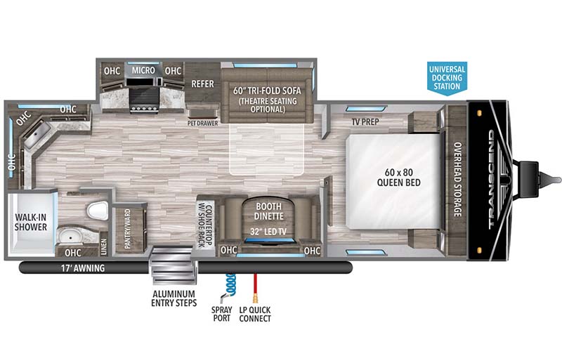 Grand Design Transcend XPLOR 240ML travel trailer floorplan diagram.
