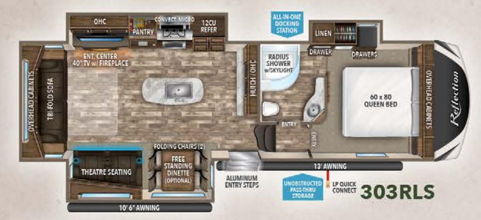 floorplan image of 2018 Grand Design Reflection 303RLS Fifth Wheel