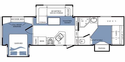 floorplan image of 2009 Keystone Cougar 316QBS Fifth Wheel