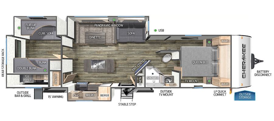 PRE-OWNED 2022 FOREST RIVER CHEROKEE 304BH - Cold Springs RV