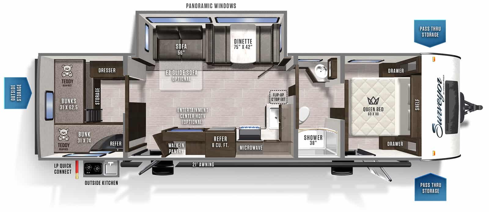 NEW 2020 Forest River Surveyor 296QBLE - Cold Springs RV