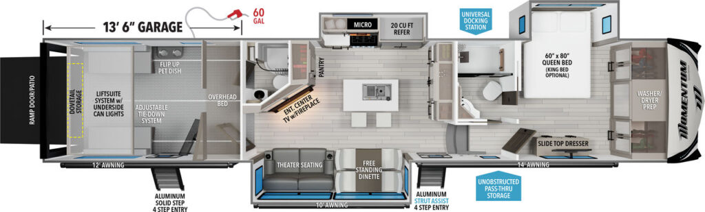 2023 Grand Design Momentum M-Class 397THS Floorplan