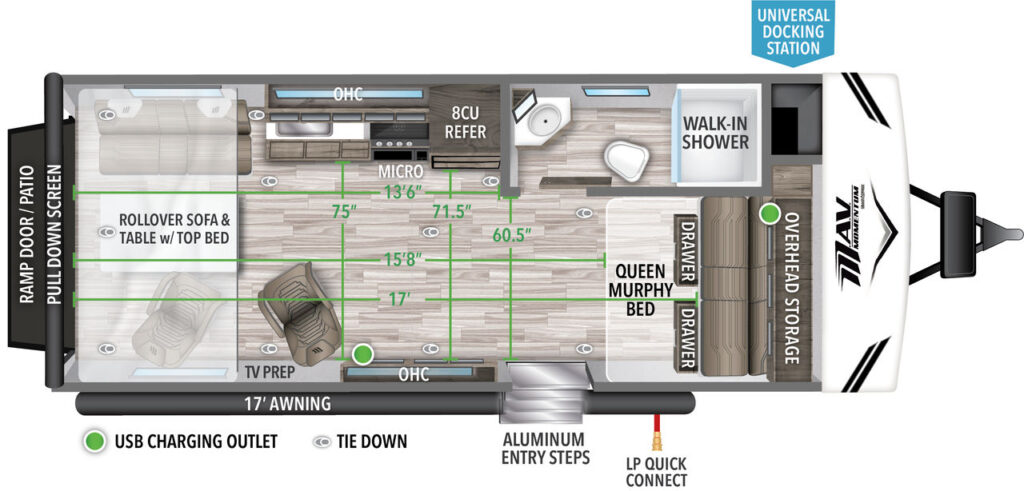 2024 Grand Design Momentum 22MAV – Payments As Low As $248/mo* Floorplan
