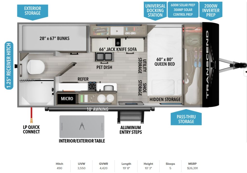 2026 Grand Design Transcend ONE 151BH Floorplan