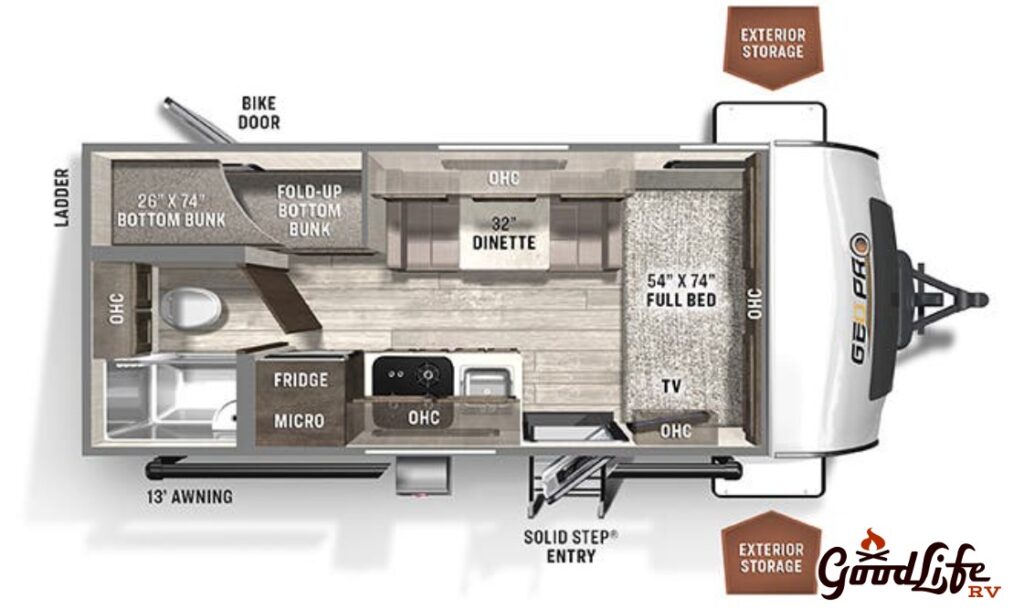 2022 Forest River Rockwood Geo-Pro 19BH Floorplan