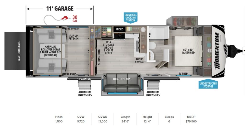 2026 Grand Design Momentum G-Class 29GS Floorplan