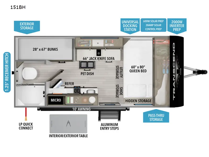 2027 Grand Design Transcend 151BH ONE Floorplan
