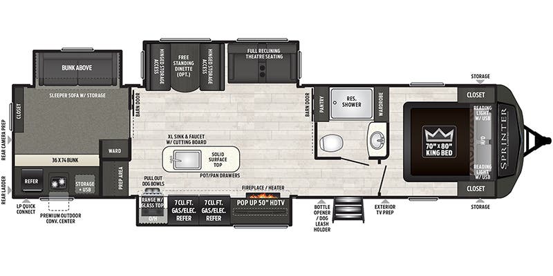 floorplan image of 2020 KEYSTONE RV SPRINTER LIMITED 341 BIK