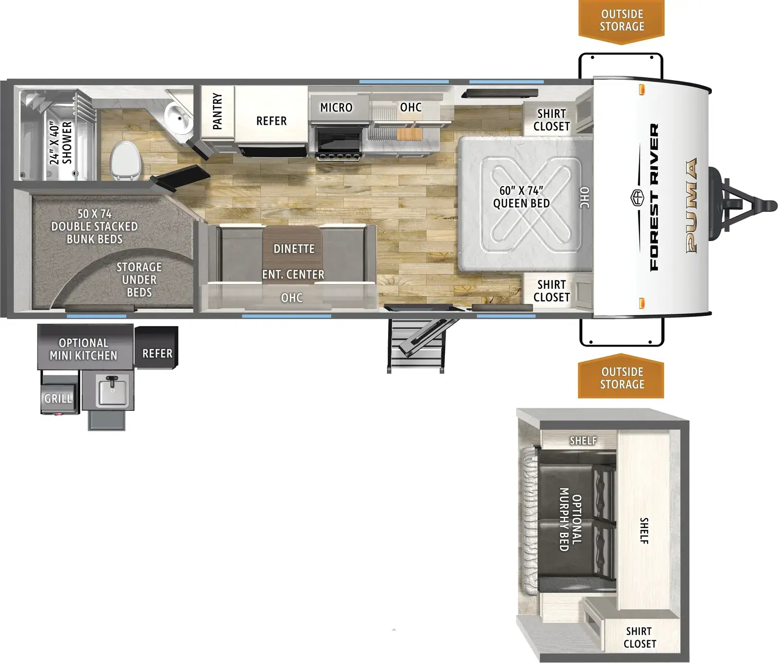 floorplan image of 2027 FOREST RIVER PUMA CAMPING EDITION 20 BHCE