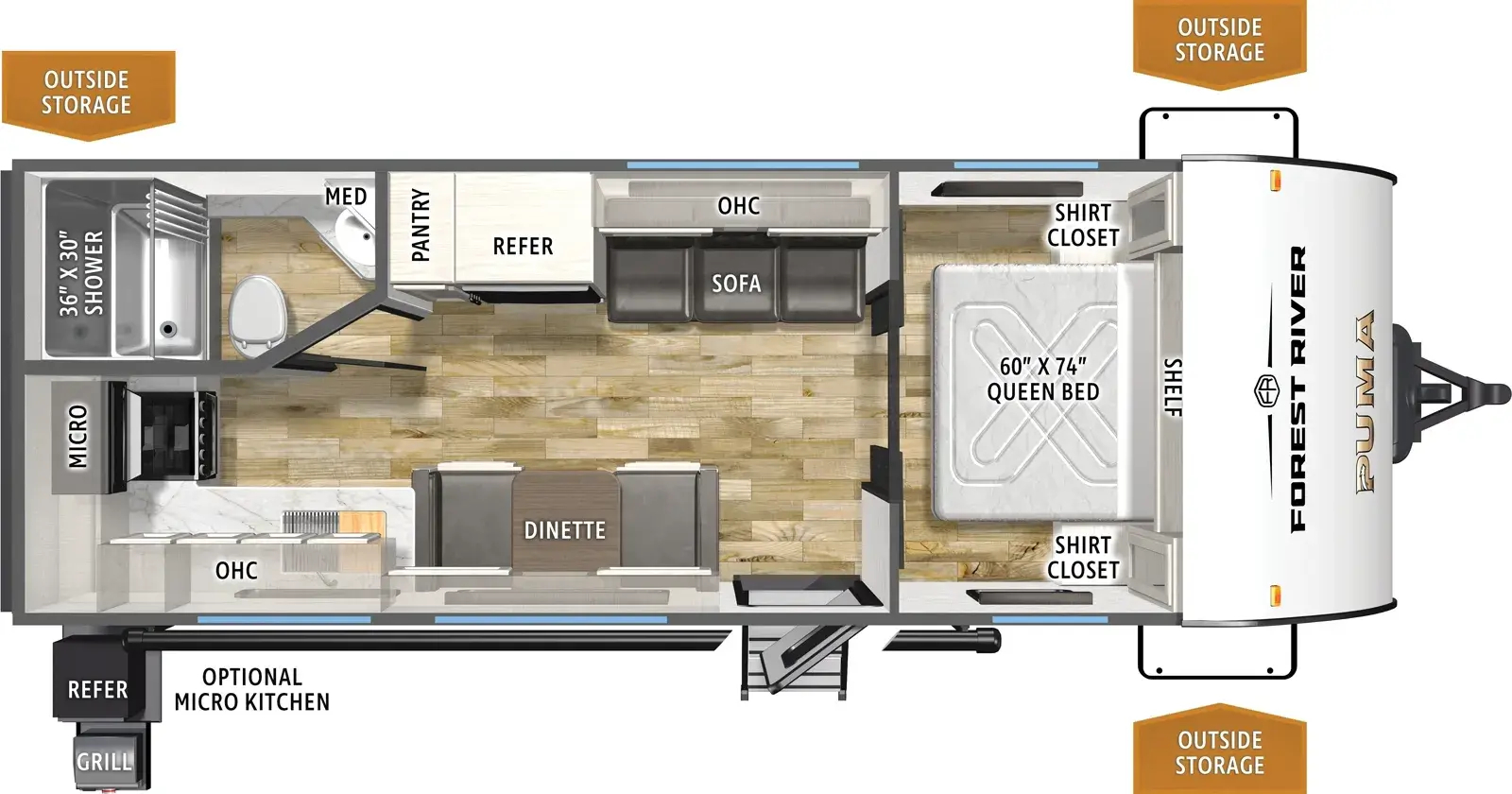 floorplan image of 2027 FOREST RIVER PUMA CAMPING EDITION 210 RKCE