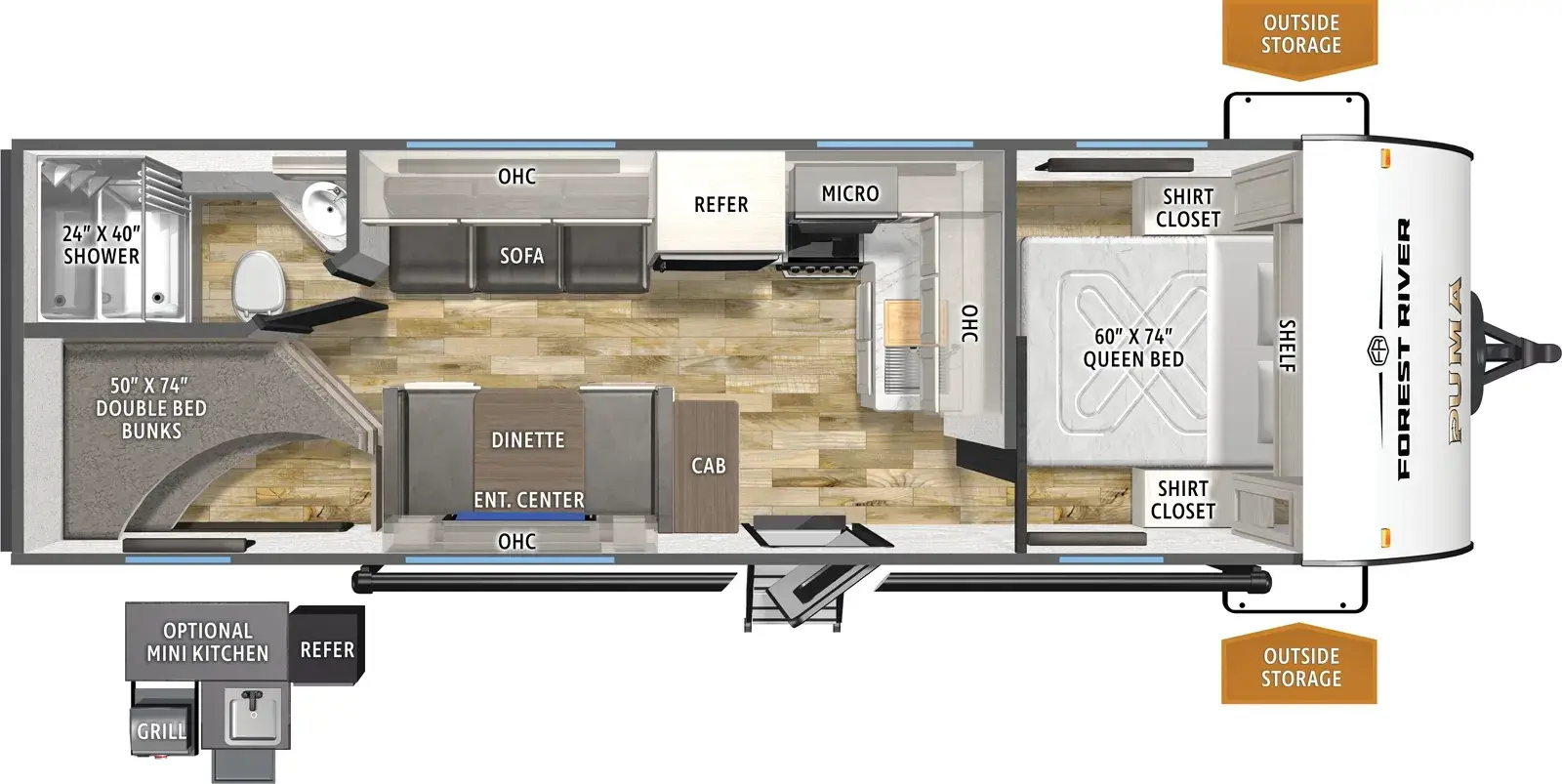 floorplan image of 2027 FOREST RIVER PUMA CAMPING EDITION 23 BHCE