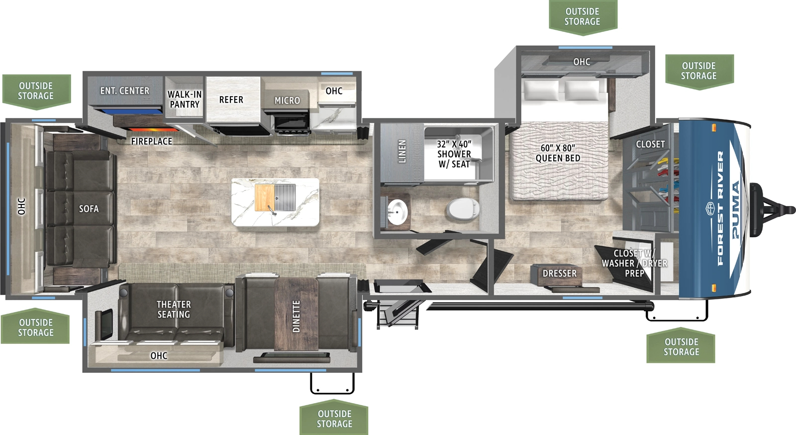 floorplan image of 2026 FOREST RIVER PUMA 31 RLQS