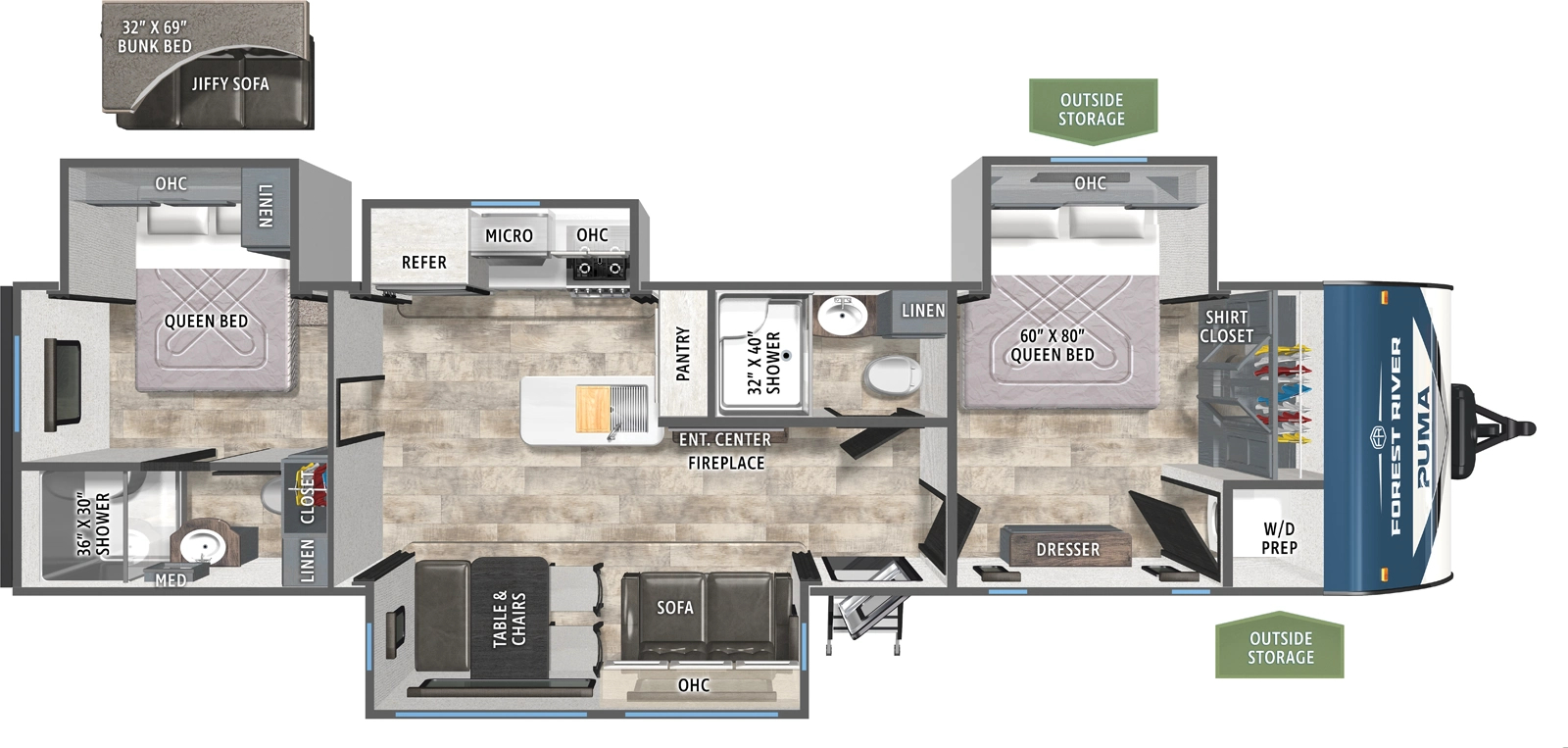 floorplan image of 2026 FOREST RIVER PUMA 340 DB