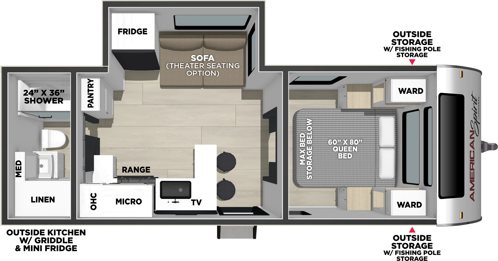 floorplan image of 2027 COACHMEN RV AMERICAN SPIRIT 2353 RB
