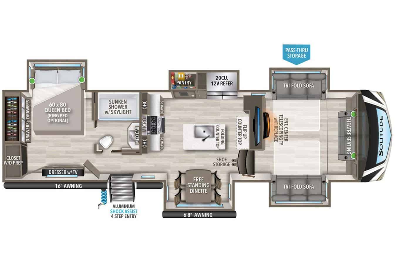 floorplan image of 2023 GRAND DESIGN SOLITUDE S-CLASS 3460 FL