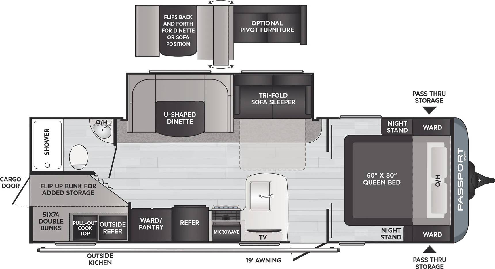 floorplan image of 2022 KEYSTONE RV PASSPORT SL 268 BH