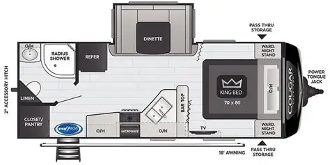 floorplan image of 2022 KEYSTONE RV COUGAR HALF-TON LUXURY 22 RBS