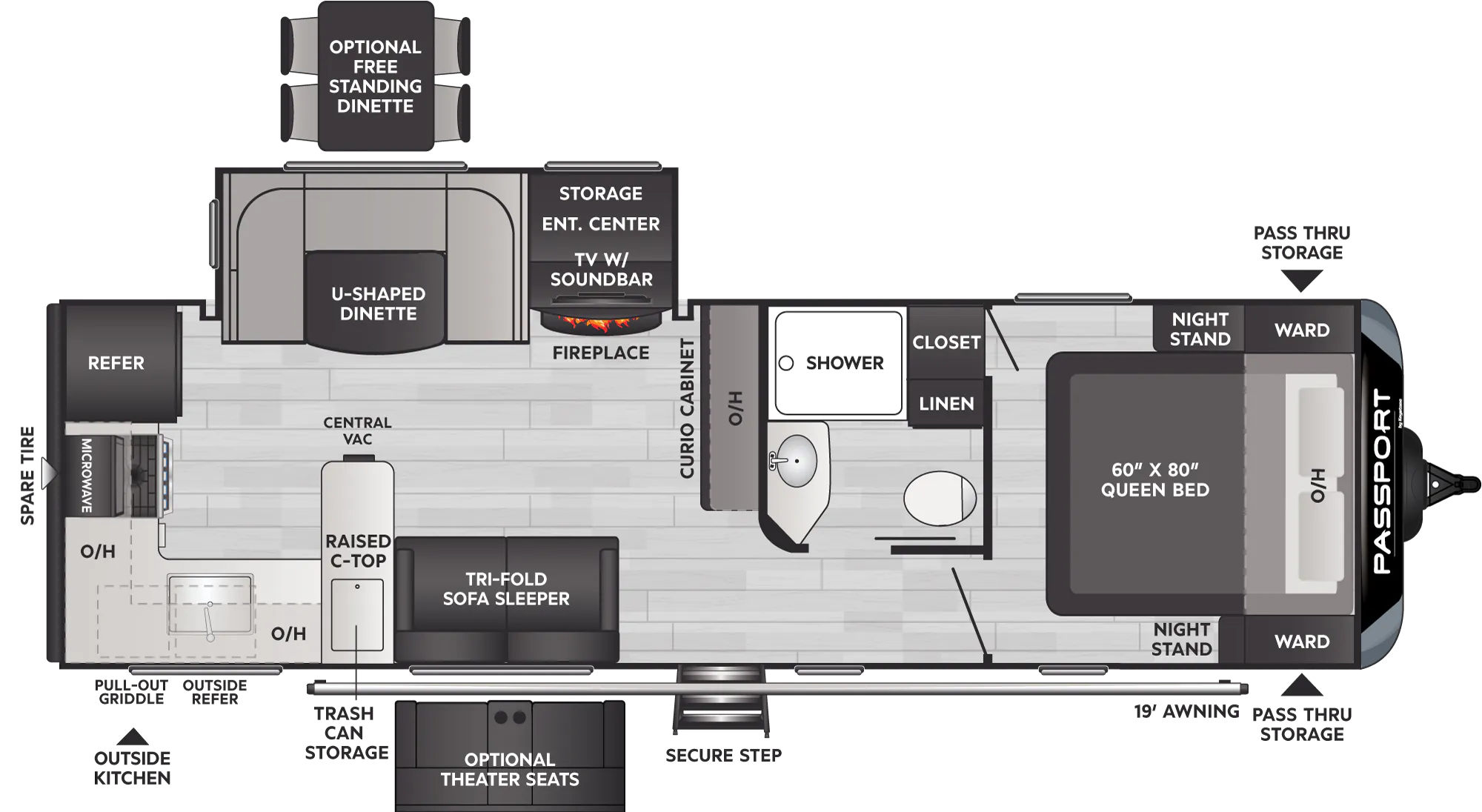 floorplan image of 2023 KEYSTONE RV PASSPORT GT 2704 RK