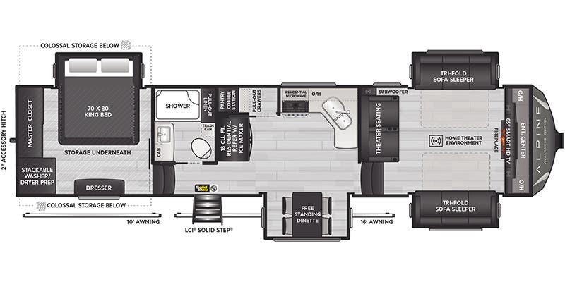 floorplan image of 2024 KEYSTONE RV ALPINE AVALANCHE EDITION 346 FL