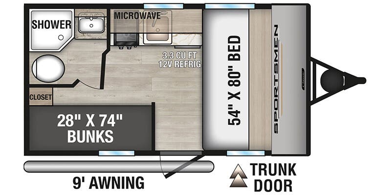 2025 KZ RV Sportsmen Classic 130BH Floorplan